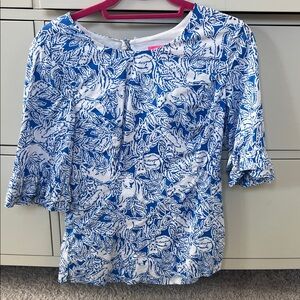 Lilly Pulitzer fox print cotton blouse size 4